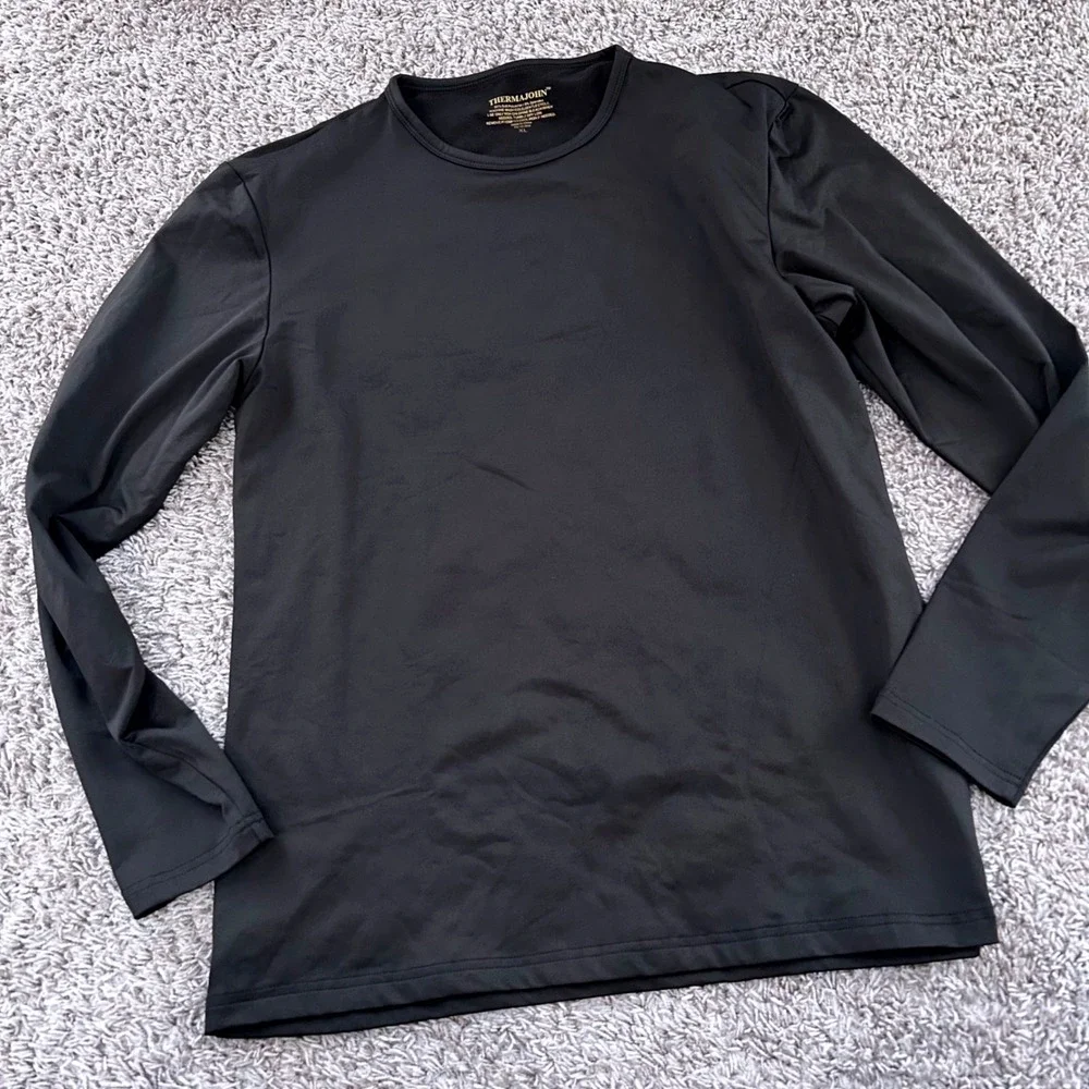 Thermajohn Mens Thermal Base Layer Top‎ Black Long Sleeve Crewneck Size XL